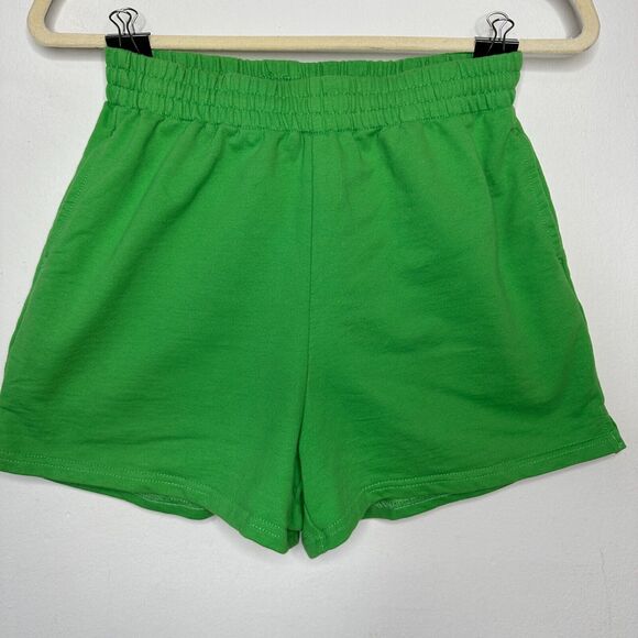 Retro 70’s Green Drawstring Knit Sweat Shorts Pockets Athletic High Waist Medium - Picture 10 of 10